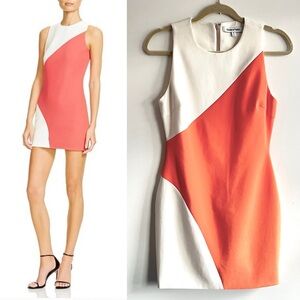 Elizabeth & James Colorblock Dress Coral/White 6